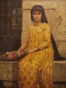 WALTER CHARLES HORSLEY (1855-1921) oil on canvas - full portrait of a young Middle Eastern girl in a