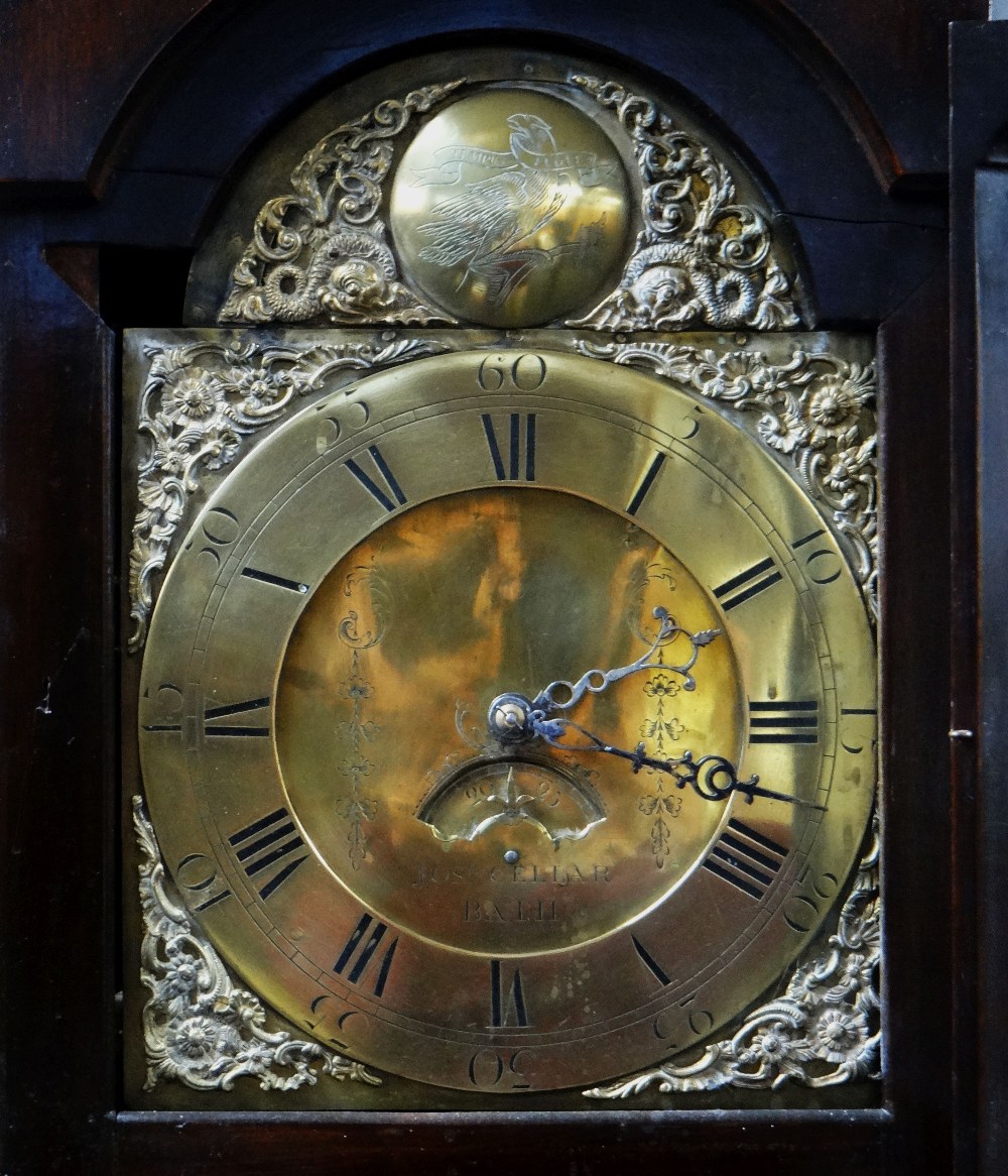 A LATE EIGHTEENTH CENTURY BRASS DIAL LONGCASE CLOCK BY JOSEPH SELLER OF BATH mahogany encased and - Image 2 of 2