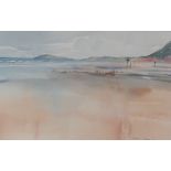 JONATHAN TAYLOR watercolour - entitled verso 'Silly Beach', 35 x 53cms