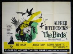 THE BIRDS original UK cinema poster from 1963 directed by Alfred Hitchcock, distributed by Universal