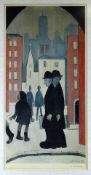 LAWRENCE STEPHEN LOWRY signed print - figures in a street entitled 'Two Brothers', with Fine Art