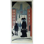 LAWRENCE STEPHEN LOWRY signed print - figures in a street entitled 'Two Brothers', with Fine Art