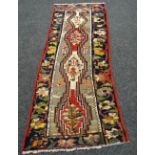 PERSIAN RUNNER multicoloured unique design, 95 x 260cms