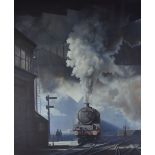 IFOR PRITCHARD watercolour, steam-engine locomotive 5712 in station with figures, signed and dated