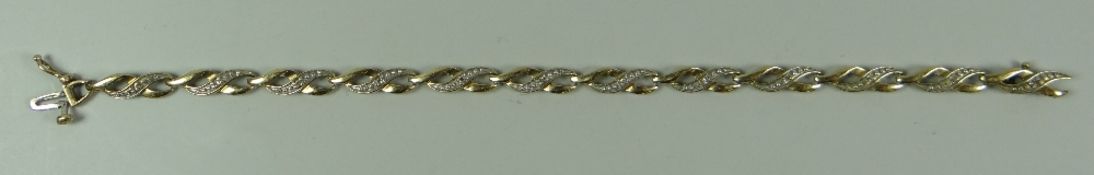 A BELIEVED 9ct YELLOW GOLD & SMALL DIAMOND BRACELET, 6.3gms