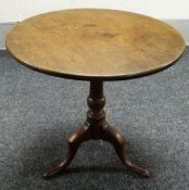 A NINETEENTH CENTURY CIRCULAR TOPPED MAHOGANY TRIPOD TABLE, 72cms diam