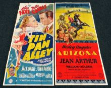 TIN PAN ALLEY & ARIZONA two original UK cinema posters from the 1940's, posters are numbered, folded