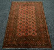 AFGHAN RUG double knot, washed red, Bukhara design, 121 x 176cms