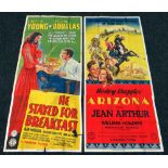 HE STAYED FOR BREAKFAST & ARIZONA two original UK cinema posters from the 1940's, posters are