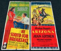 HE STAYED FOR BREAKFAST & ARIZONA two original UK cinema posters from the 1940's, posters are