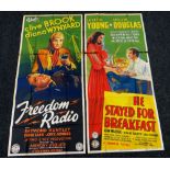 FREEDOM RADIO & HE STAYED FOR BREAKFAST two original UK cinema posters from the 1940's, posters