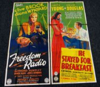 FREEDOM RADIO & HE STAYED FOR BREAKFAST two original UK cinema posters from the 1940's, posters