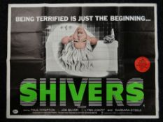 SHIVERS original UK cinema poster from 1975, directed by David Cronenberg, folded, pin holes in