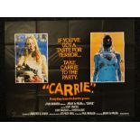 CARRIE original UK cinema poster from 1976, printed by W.E Berry LTD, folded, pin holes in