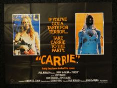 CARRIE original UK cinema poster from 1976, printed by W.E Berry LTD, folded, pin holes in