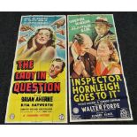 THE LADY IN QUESTION & INSPECTOR HORNLEIGH GOES TO IT two original UK cinema posters from the 1940'