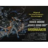 MOONRAKER original UK cinema poster from 1979, printed by Lonsdale & Bartholomew, folded, framed,