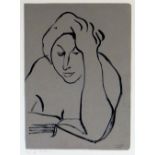 VEVEAN OVIETTE pen & ink drawing - study of a figure with head in hand, signed & dated 1996, 30 x