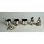 A FIVE PIECE BIRKS STERLING SILVER CONDIMENT SET comprising salt and pepperette, pair of Bristol