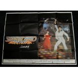 SATURDAY NIGHT FEVER original UK cinema poster from 1977, folded, pin holes in corners otherwise