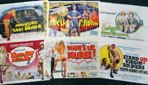 SIX ORIGINAL UK CINEMA POSTERS titles include WHAT'S UP NURSE, COME PLAY WITH ME, FLESH GORDON