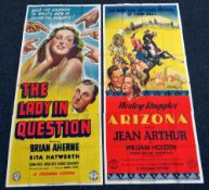 THE LADY IN QUESTION & ARIZONA two original UK cinema posters from the 1940's, posters are numbered,