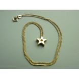 A NINE CARAT GOLD NECK CHAIN with diamond set eighteen carat gold star pendant, 4.6gms total