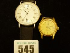 Maurice Lacroix gent's wristwatch with strap and a lady's yellow metal wristwatch