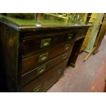 Campaign style tooled leather topped writing desk