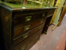 Campaign style tooled leather topped writing desk