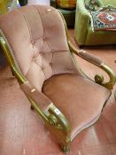 Victorian oak armchair with button backed upholstery