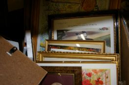 Box of miscellaneous framed prints, pictures etc