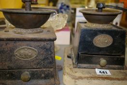Two vintage coffee grinders by A Kenrick & Sons