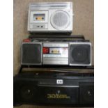Hitachi twin cassette 3D Superwoofer ghetto blaster and two other radio cassette players