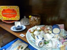 Collection of thimbles including boxed Wedgwood, other porcelain and glassware etc