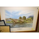 JEAN MORGAN ROBERTS watercolour - 'Llanrwst Bridge', board games etc