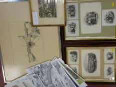 Collection of Welsh Lady engravings, local scene engravings, a framed engraving of Pentraeth Chapel,