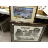 Limited edition signed print of an E-Type Jaguar and other motor sport prints