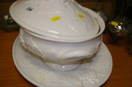 Creamware tureen, ladle and plate
