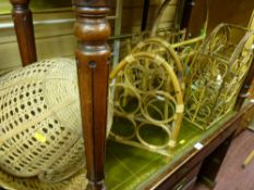Bamboo and cane magazine rack, two wine racks and a quantity of wicker baskets etc