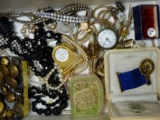 Box of mixed jewellery, watch faces, pendants, buttons etc