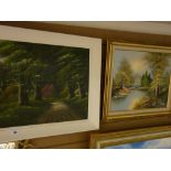 Two paintings on canvas - woodland scenes, one by D MORGAN