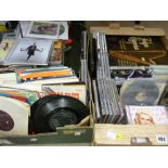 Box of vinyl records, CDs, 45rpm records and a box of CDs etc