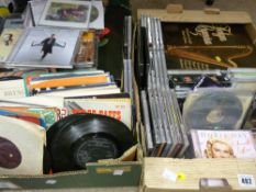Box of vinyl records, CDs, 45rpm records and a box of CDs etc