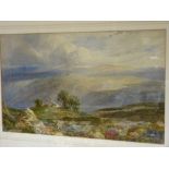 Early 20th Century English School watercolour - Dales landscape with hilltop farmstead