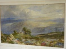 Early 20th Century English School watercolour - Dales landscape with hilltop farmstead