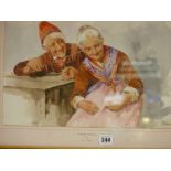 M GIANNI watercolour - two jolly elderly figures