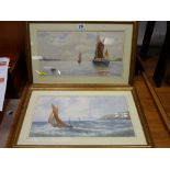 J C STOBBS pair of watercolours, 1922 - boating scenes