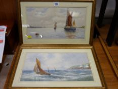 J C STOBBS pair of watercolours, 1922 - boating scenes