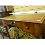 Victorian mahogany writing desk on turned and carved supports and a vintage oak cased grandmother